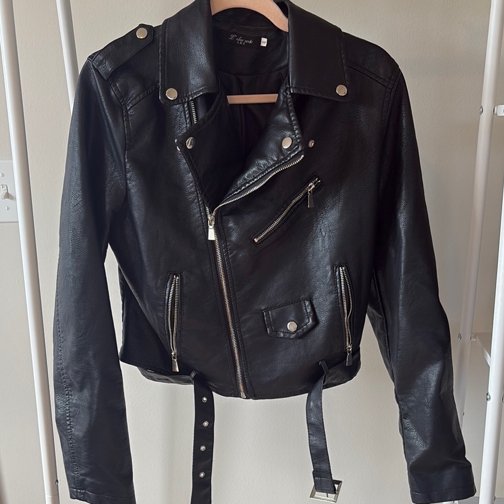 Nasty Gal Bad Motor Faux Leather Moto Jacket Black